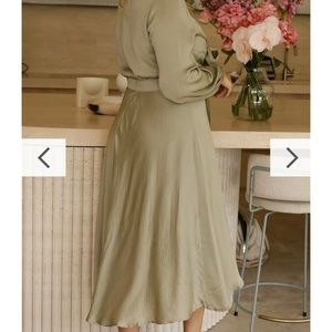 Long sleeve silk midi dress